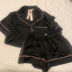 Black satin Victoria secret xs pajama set - with tags
